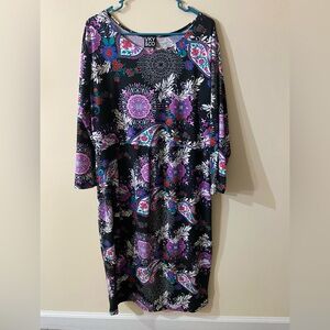 Women's Black and Purple Floral Dress